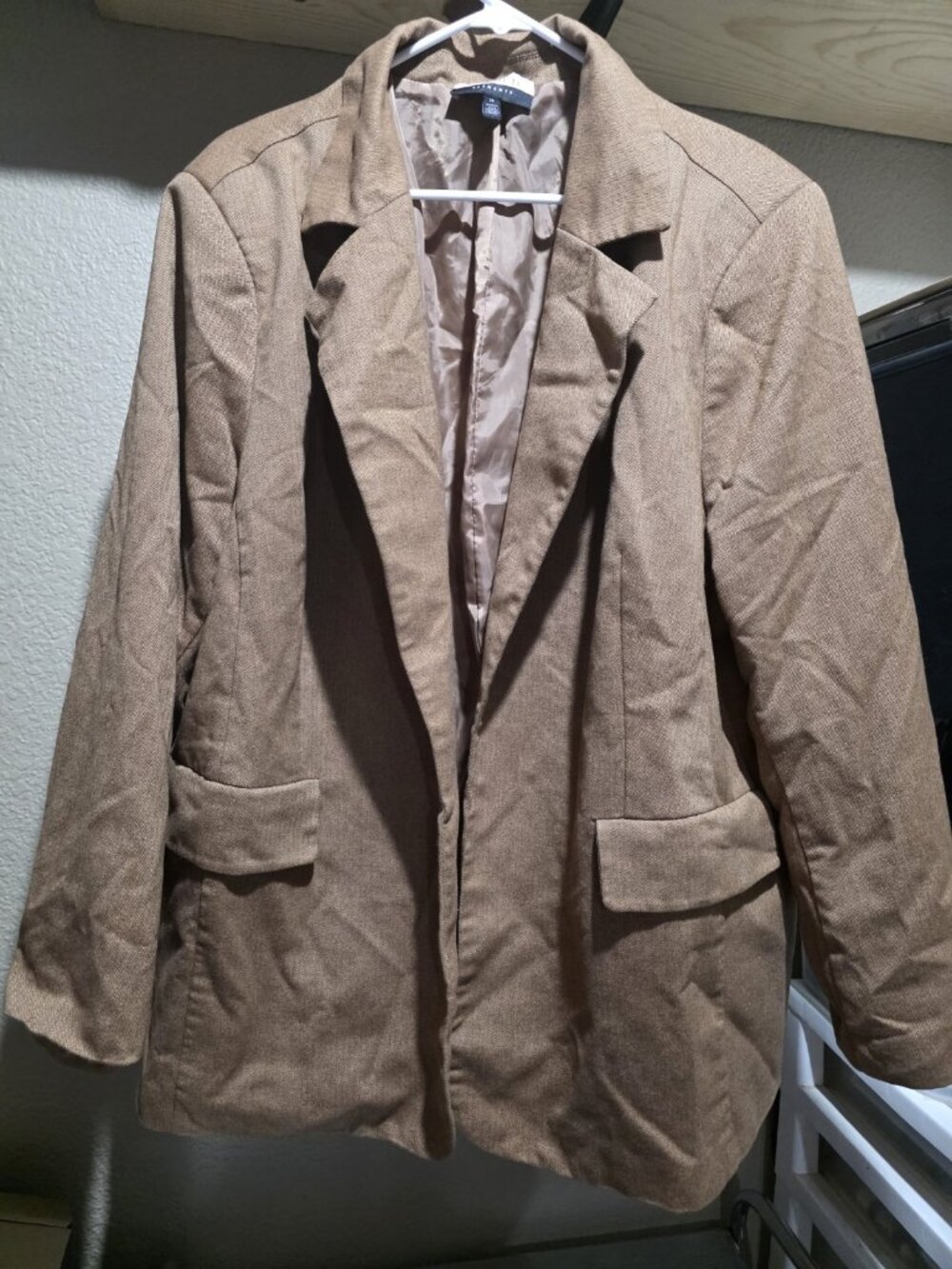 Eloquii Elements Open Front Blazer Jacket Women's Size 24 Brown Herringbone
